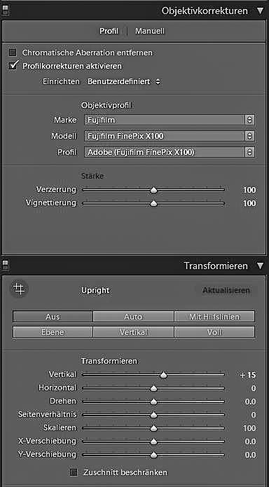 Objektivkorrekturen und Transformationen